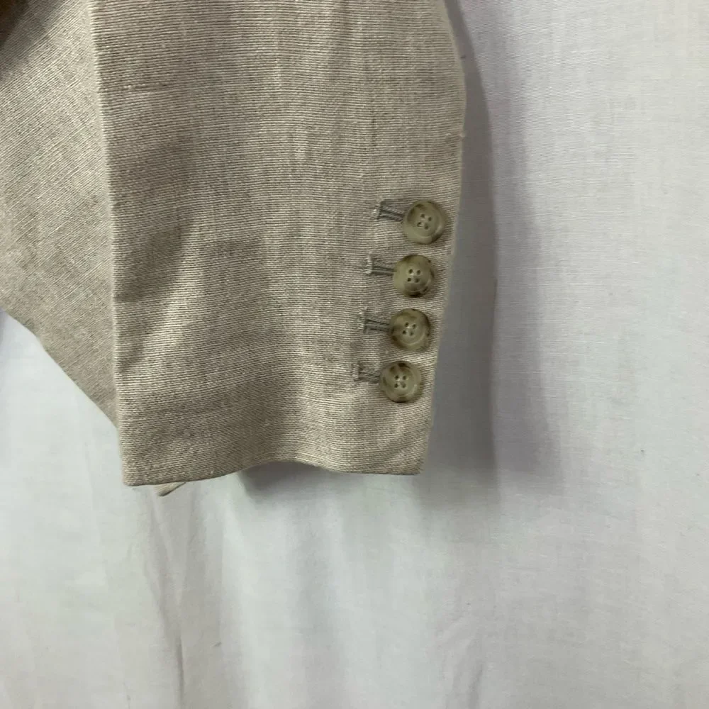 MICHAEL Michael Kors Cream 100% Linen Open Front Drape Blazer Jacket Size 4
